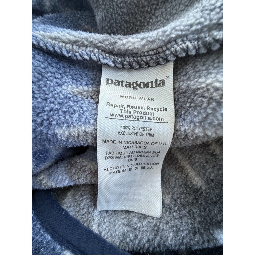 Patagonia Synchilla Snap T Fleece Men Sz S Bold Blue Grey Aztec Tribal Print EUC - Picture 5 of 12